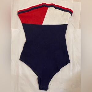 Pink Owl -  Red, White, and Blue women’s bathing suit.
